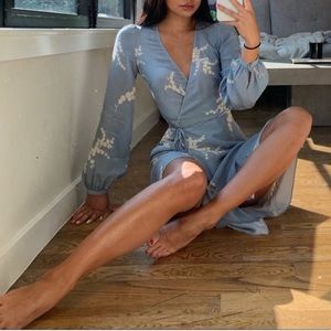 Realization Par Violette Dress in Summer Loving Blue Brand NEW silk wrap dress